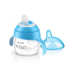 TASSE PINGOUIN AVEC ANSES BLEU ANTI-DERAPANTE 260 ML 12 MOIS+