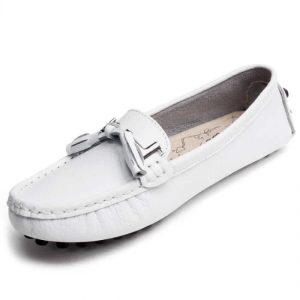 MOCASSINS PLATS BLANC